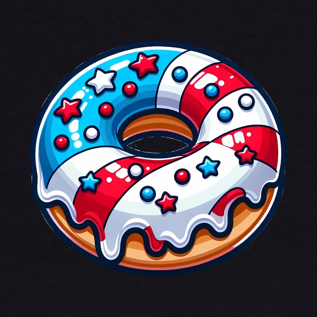 Patriotic American Donut Delight - Red, White & Blue Treat by SandraHeyward